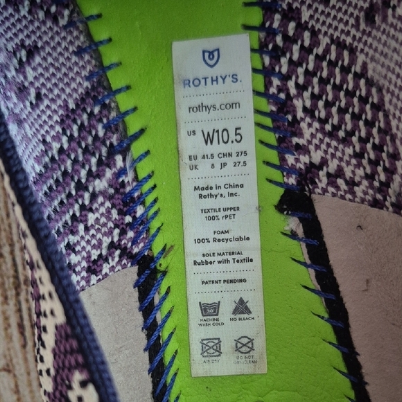 Rothy's Purple Flats with Classic Silhouette Rare Pattern Size 10.5 - Picture 3 of 8